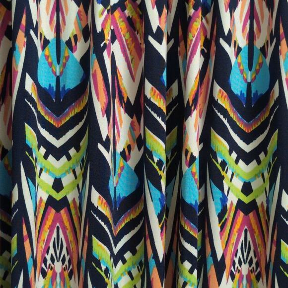 TBags Los Angeles Multi Color One Shoulder Maxi Dress Abstract Print Cutout XS - Picture 2 of 9